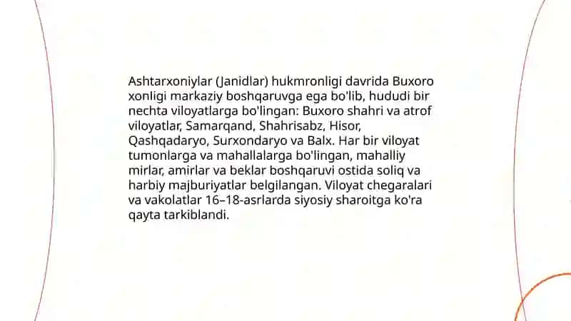 O'rta Osiyoning Shayboniylar, Ashtarxoniylar, Xiva xonligi (XVI — XVIII asrlar) davridagi tarixiy geografiyasi 4