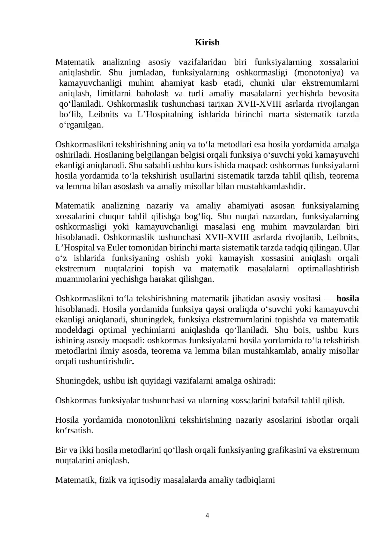 Oshkormas funksiyalar va ularning hosilalari yordamida to‘la tekshirish 4