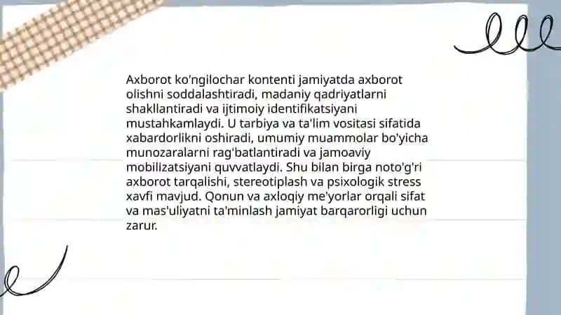 Axborot ko’ngilochar kontentining ahamiyati 4