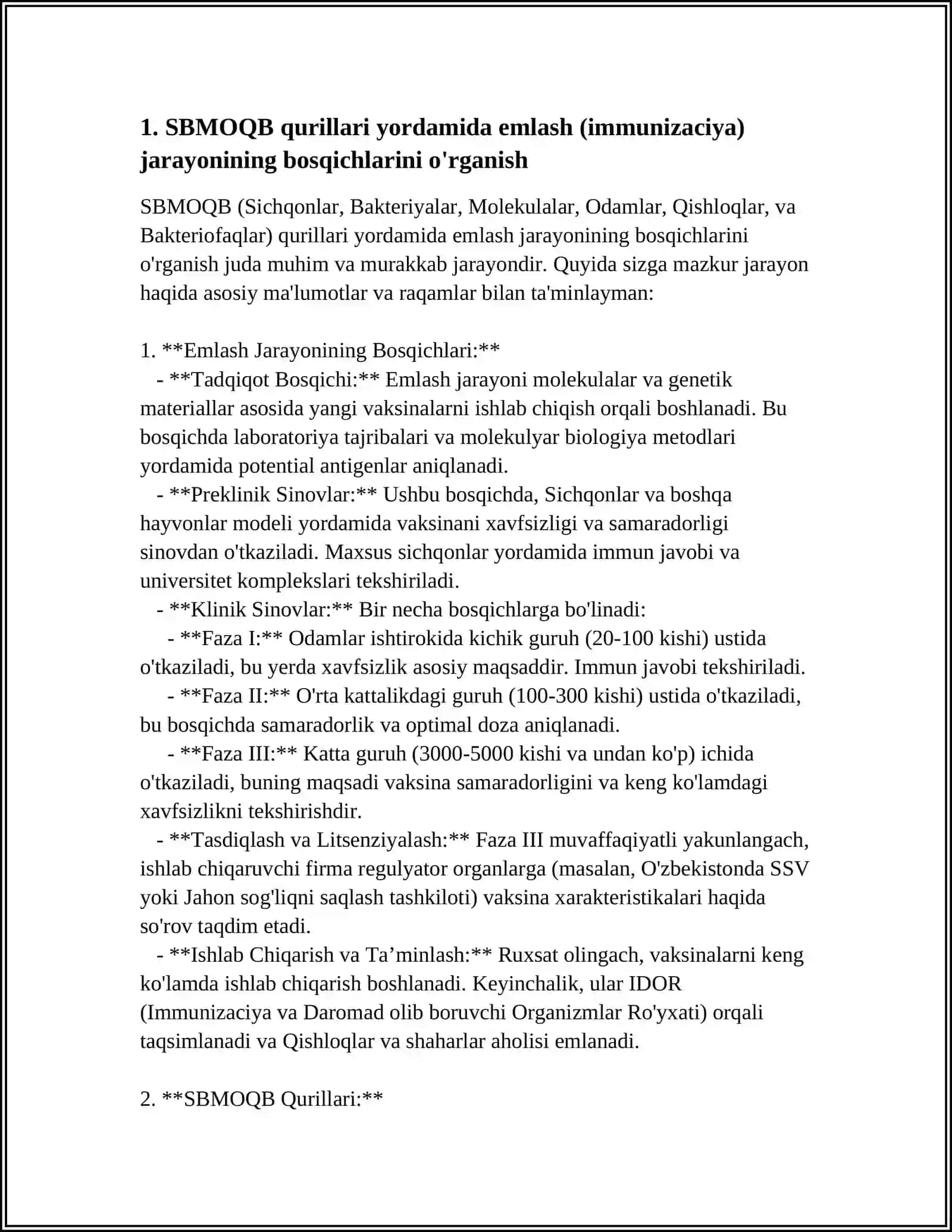 SBMOQB qurillari yordamida emlash (immunizaciya) jarayonini o'rganish 4
