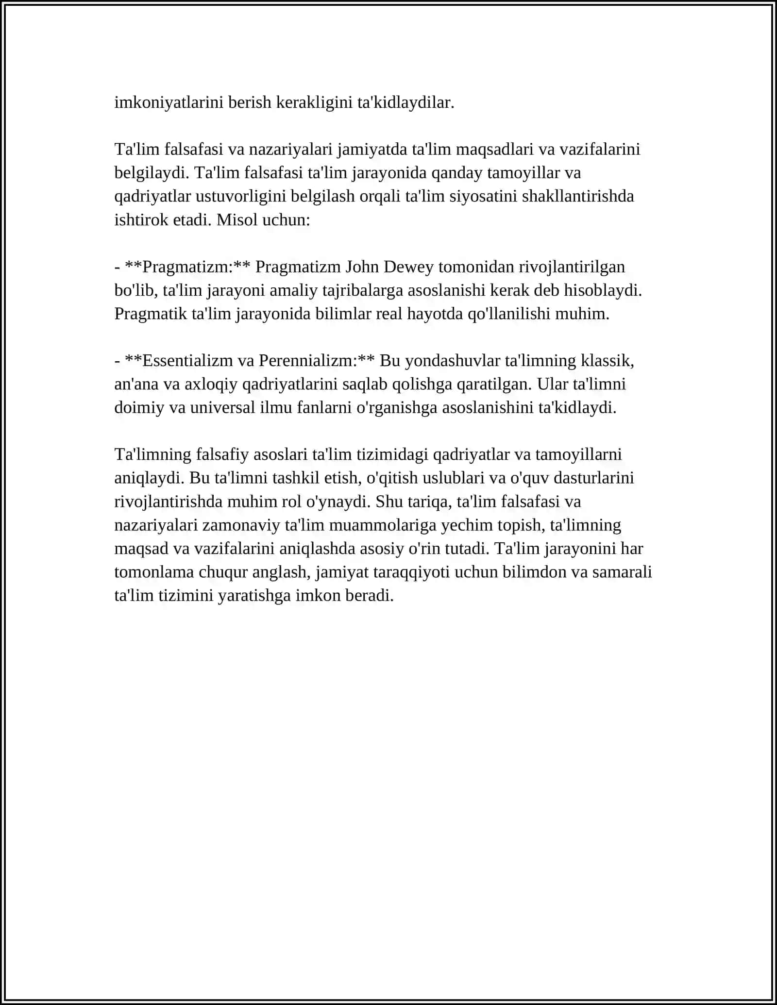 Ta'lim nazariyalari va falsafiy asoslari 4