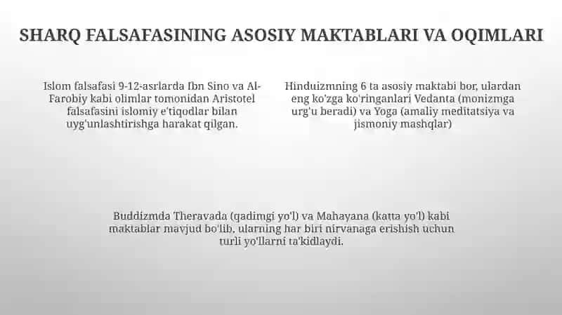 O'rta asrlar boshidagi Sharq falsafasi va uning asosiy maktablari 4