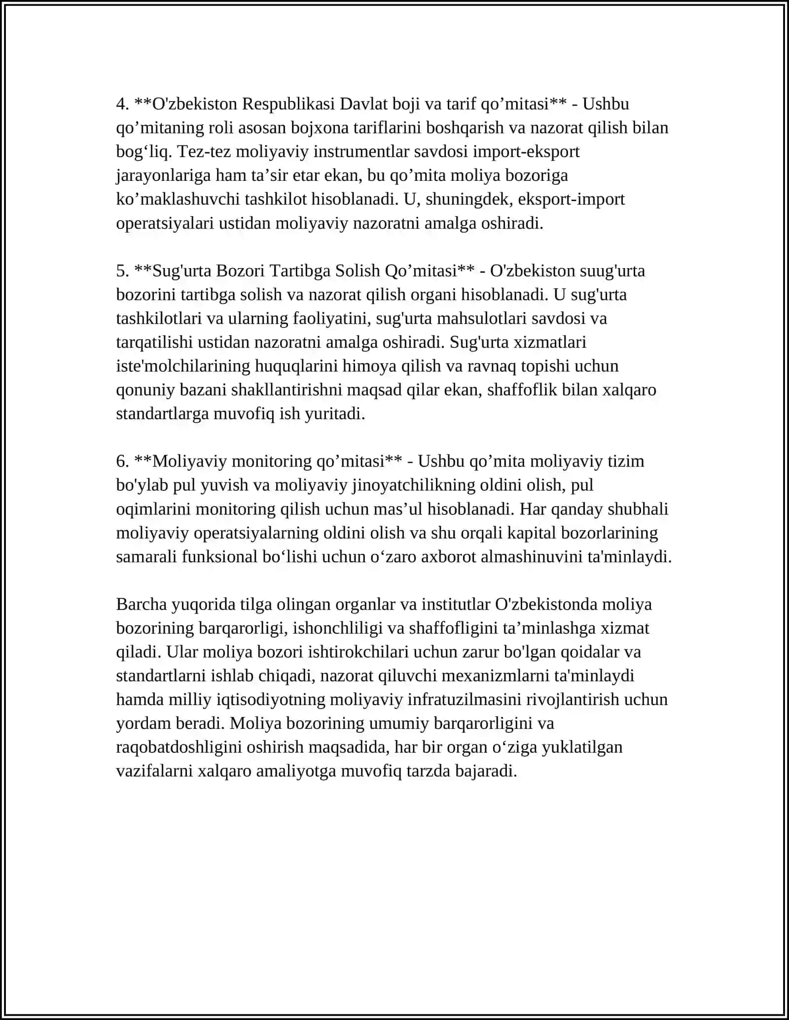 MOLIYAVIY INSTRUMENTLAR SAVDOSIGA KO’MAKLASHUVCHI TAHKILOTLAR 4