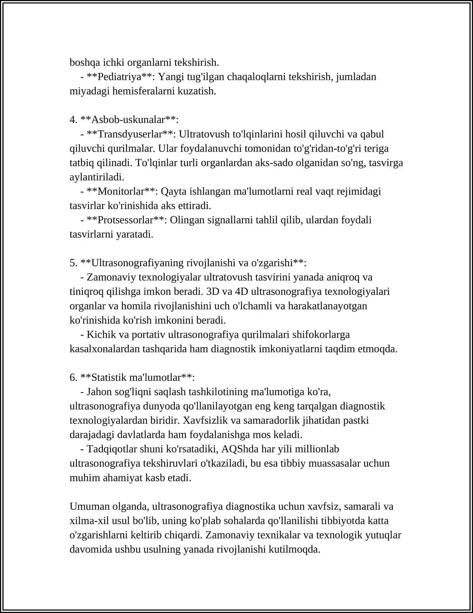 ULTRATOVUSH OLISH VA UNI TIBBIYOTDA QOʻLLANILISHI 4