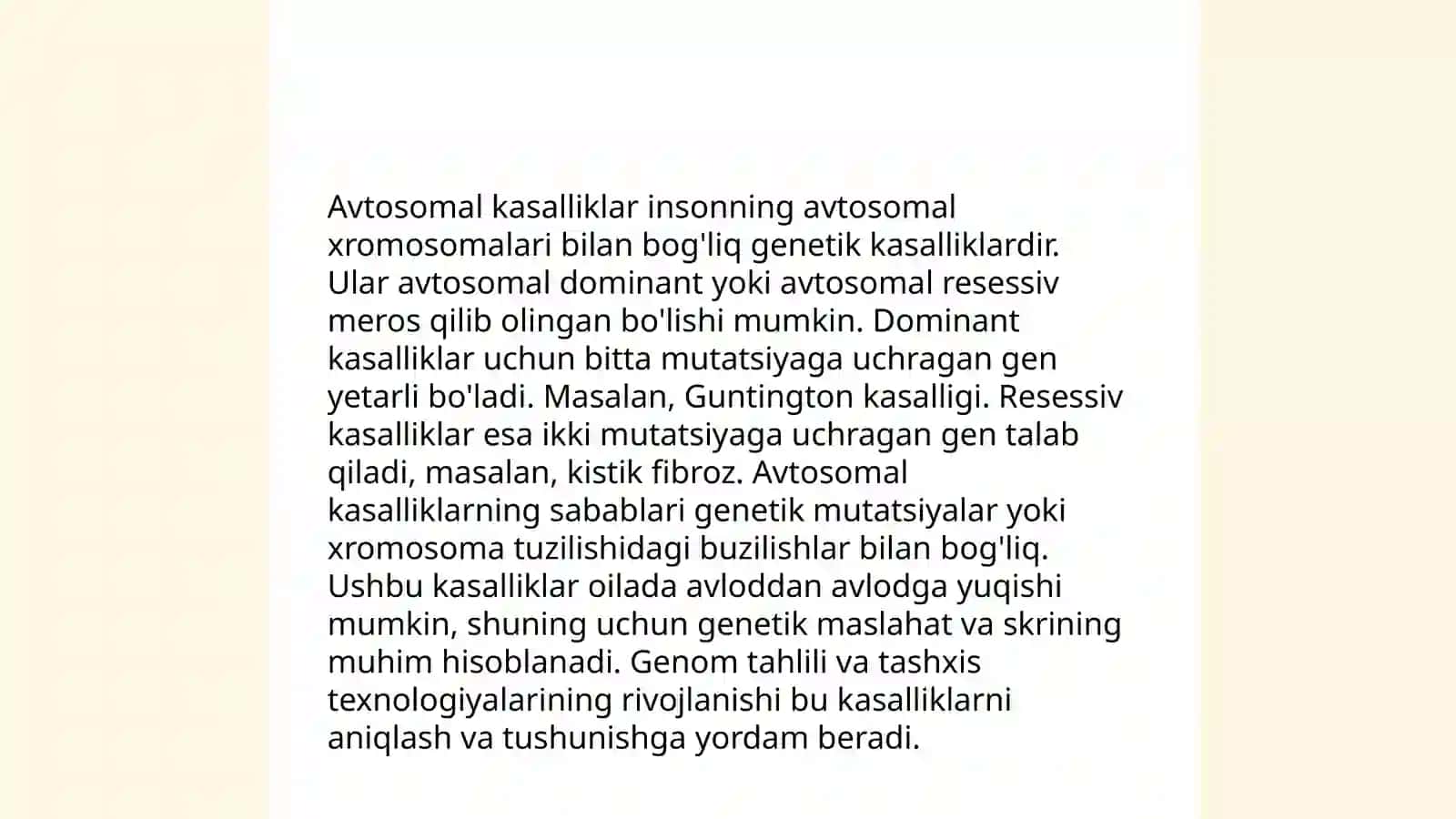 Odamning autosoma xromosomalariga bog'liq holda irsiylanish 4
