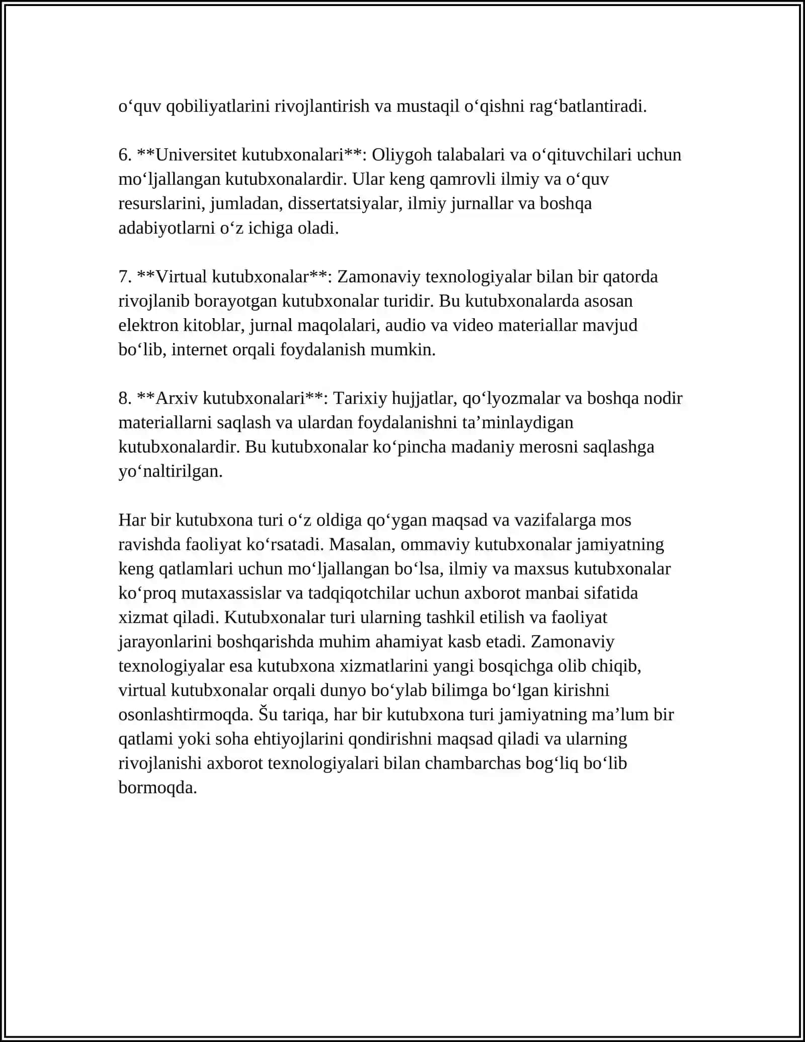 KUTUBXONALAR TIPOLOGIYASI MAZMUNI VA MEZONLARI 4