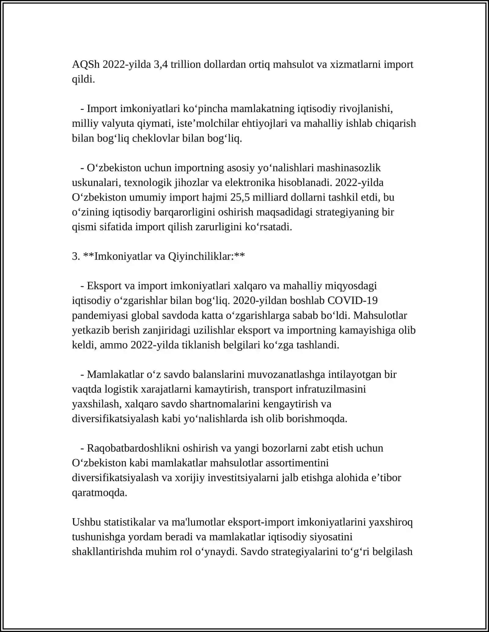 XALQARO BIZNESDAGI IMKONIYATLAR 4