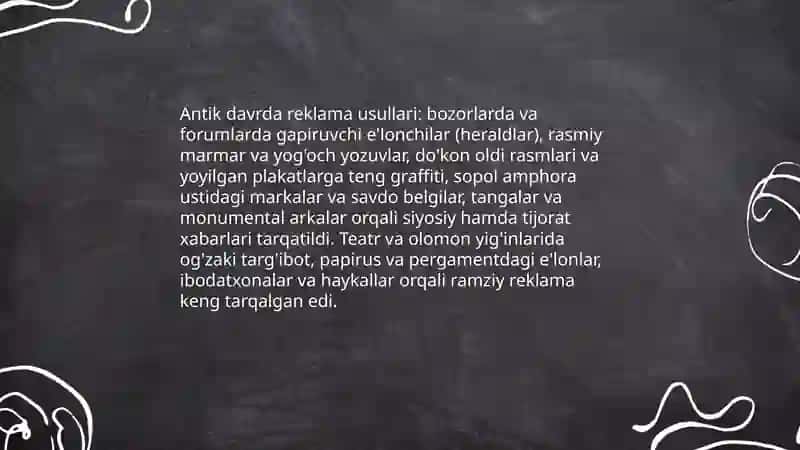 Piar va Reklama tarixi 4