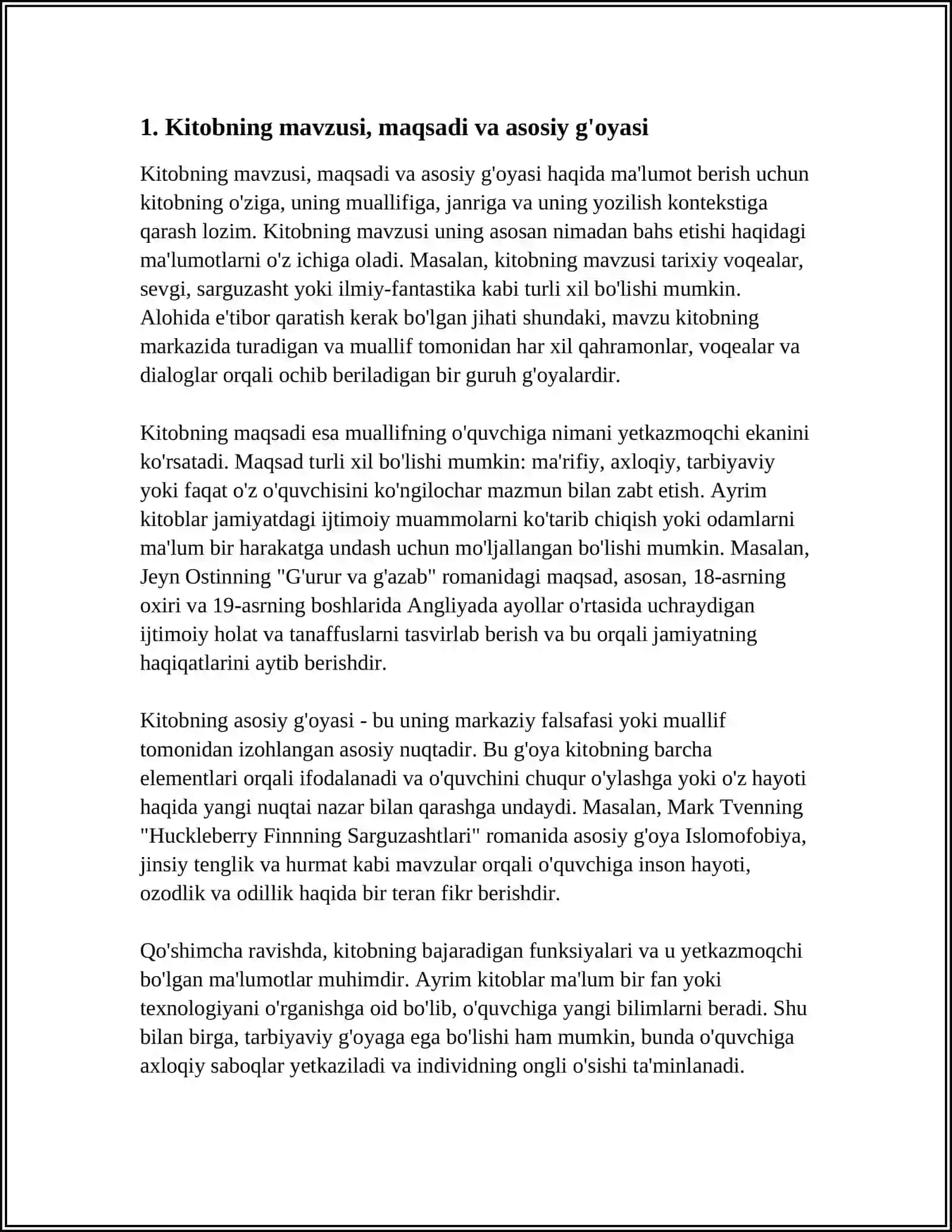 JAHON ADIBLARI ADABIYOT HAQIDA"KITOBINI SHARHINI YOZISH 4