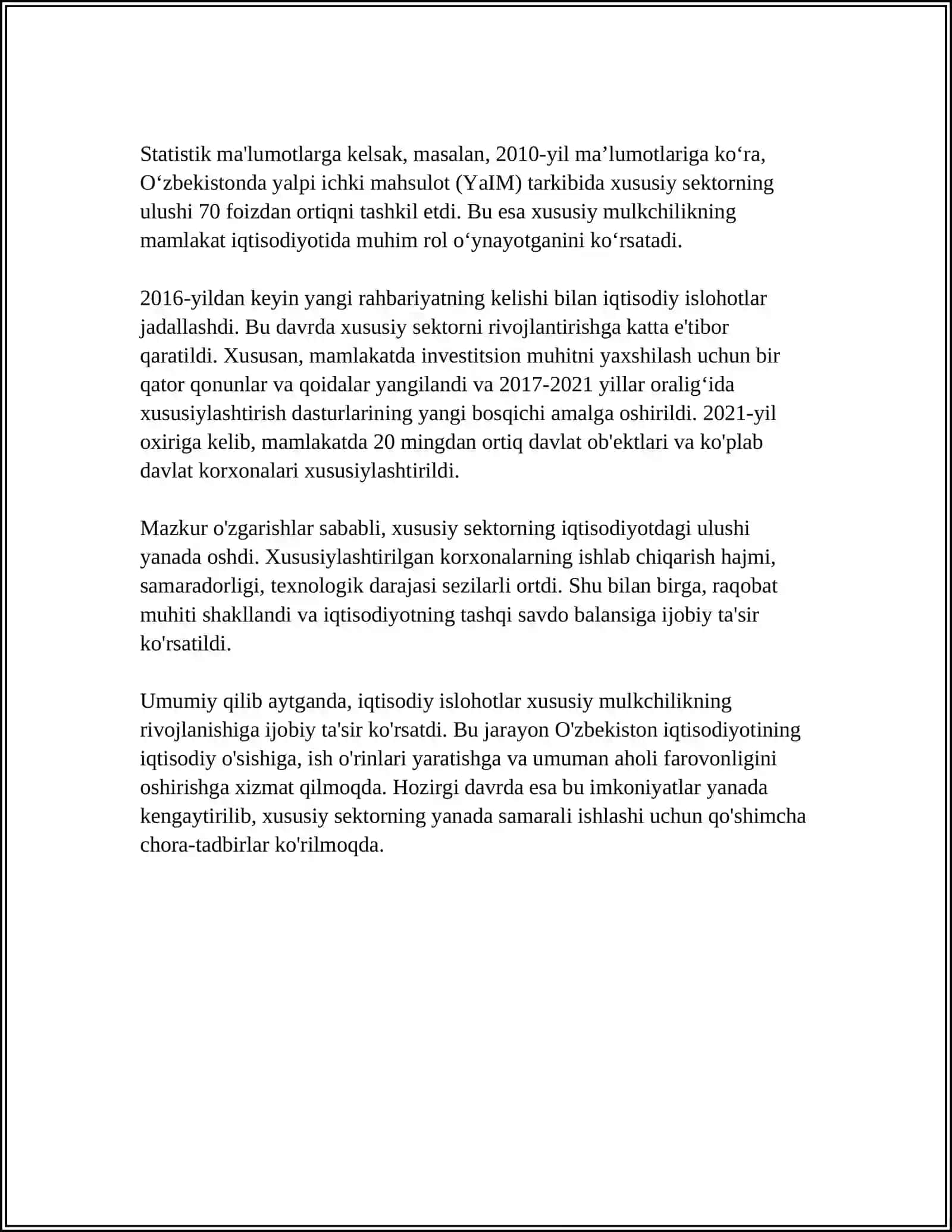 IQTISODIY ISLOHOTLAR XUSUSIY MULKCHILIKNI SHAKILLANISHI 4