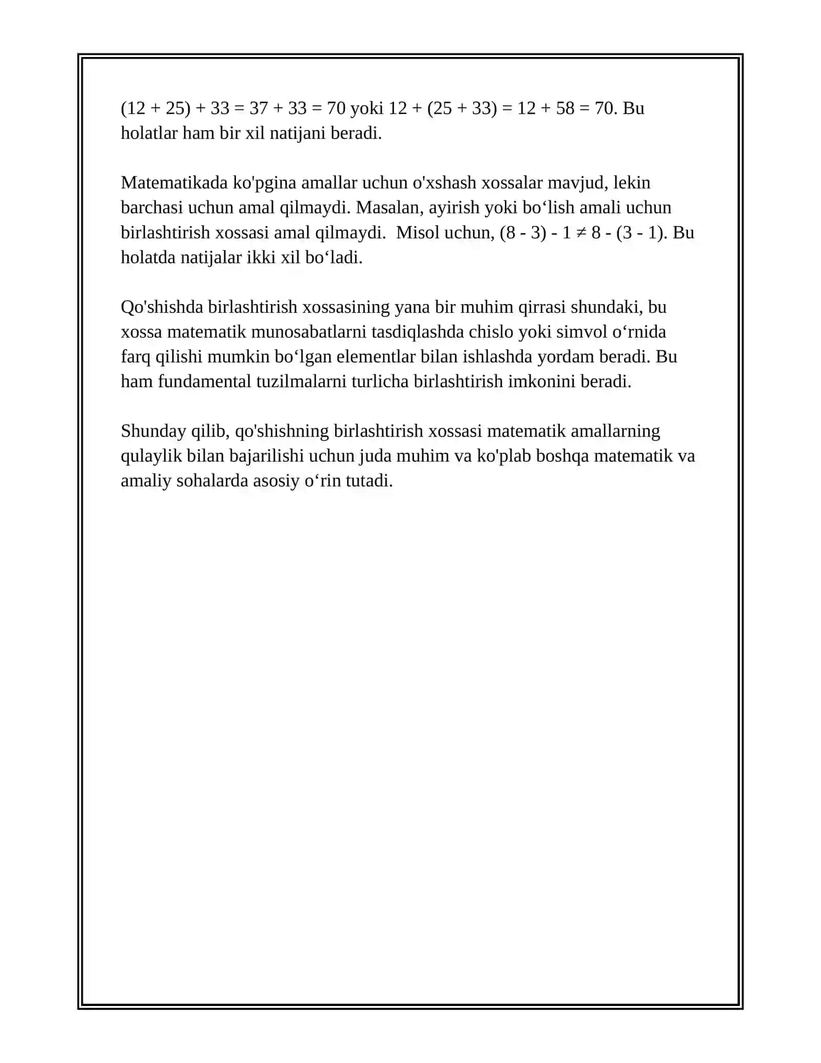BOSHLANGICH SINFLARDA QOSHISH VA KUPAYTIRISHNI XOSSALARIDAN FOYDALANIB MISOLLAR YECHISHGA ORGATISH METODI 4