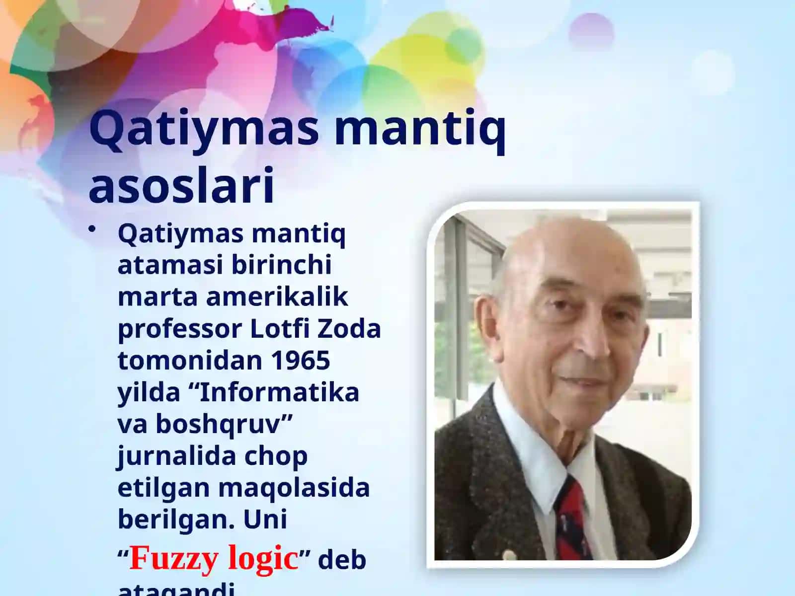 Qat’iymas mantiqqa asoslangam tizimlar 4