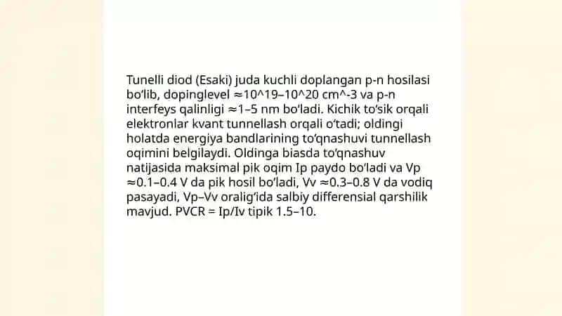 Tunelli va o'giriladigan diodlar 4