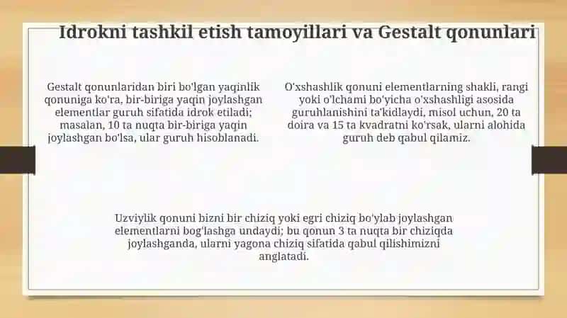 Perseptivtimsollarning tashkil topishi: o'rganish metodlari 4