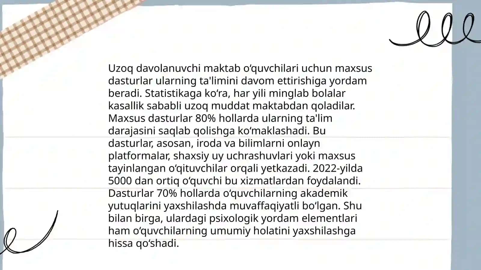 Chet ellardagi shifoxonlarda uzoq davolanuvchi maktab o'quvchilarining ta'limi 4