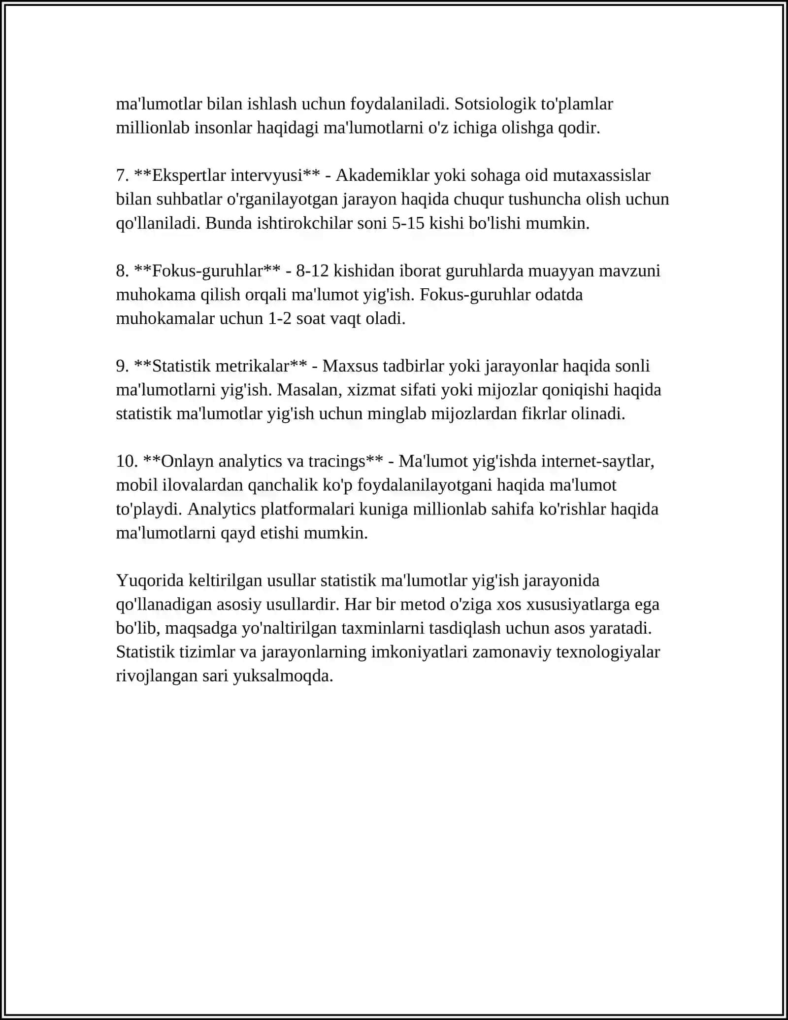 STATISTIKANING O'ZIGA XOS UMUMIY ILMIY VA MAXSUS USULLARI 4