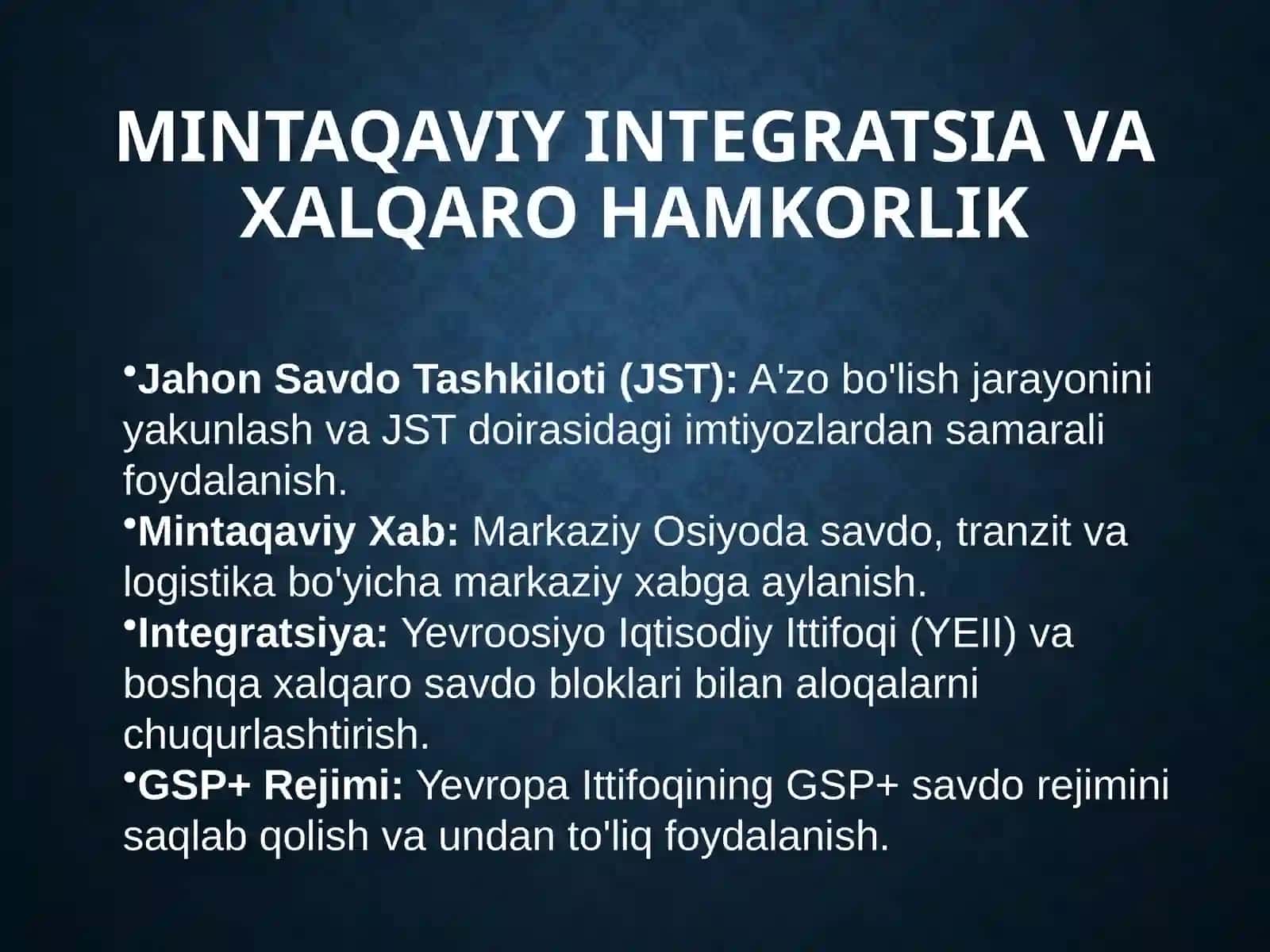 O'ZBEKISTON 2035: TASHQI SAVDO AYLANMASI ISTIQBOLI VA STRATEGIYALARI 4