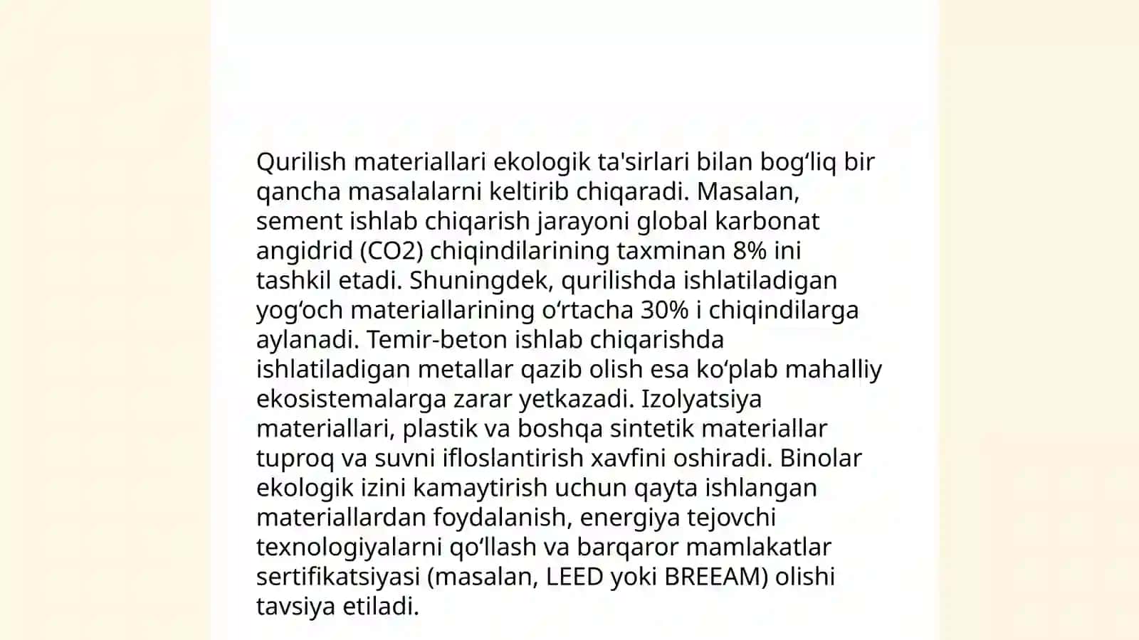 Ekologik joy, hududning qurilish materiallarga ta'siri 4