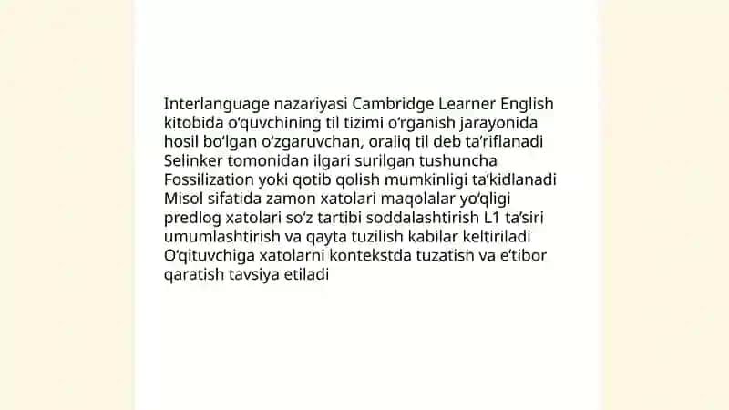 Learner English (Cambridge) kitobidagi grammatik xatoliklar tahlili 4