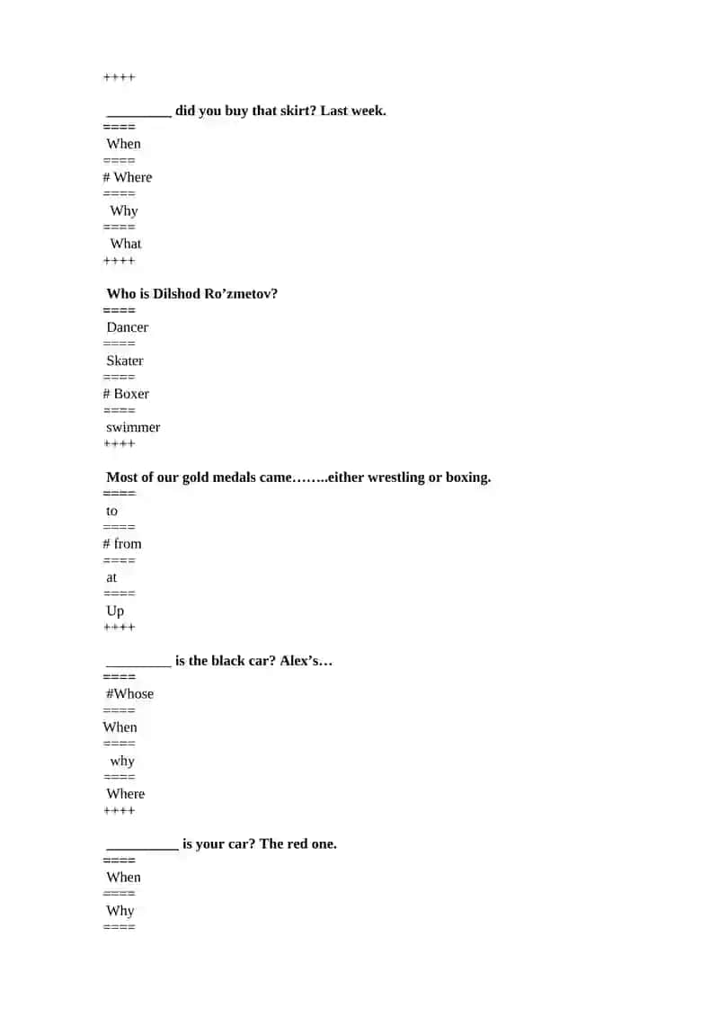 Test for the 2nd year students 4