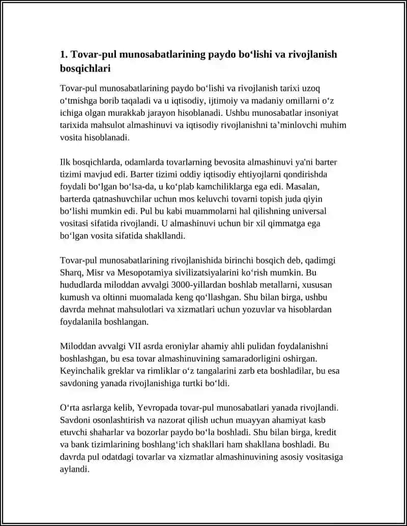 TOVAR PUL MUNOSABATLARINING RIVOJLANISHI 4