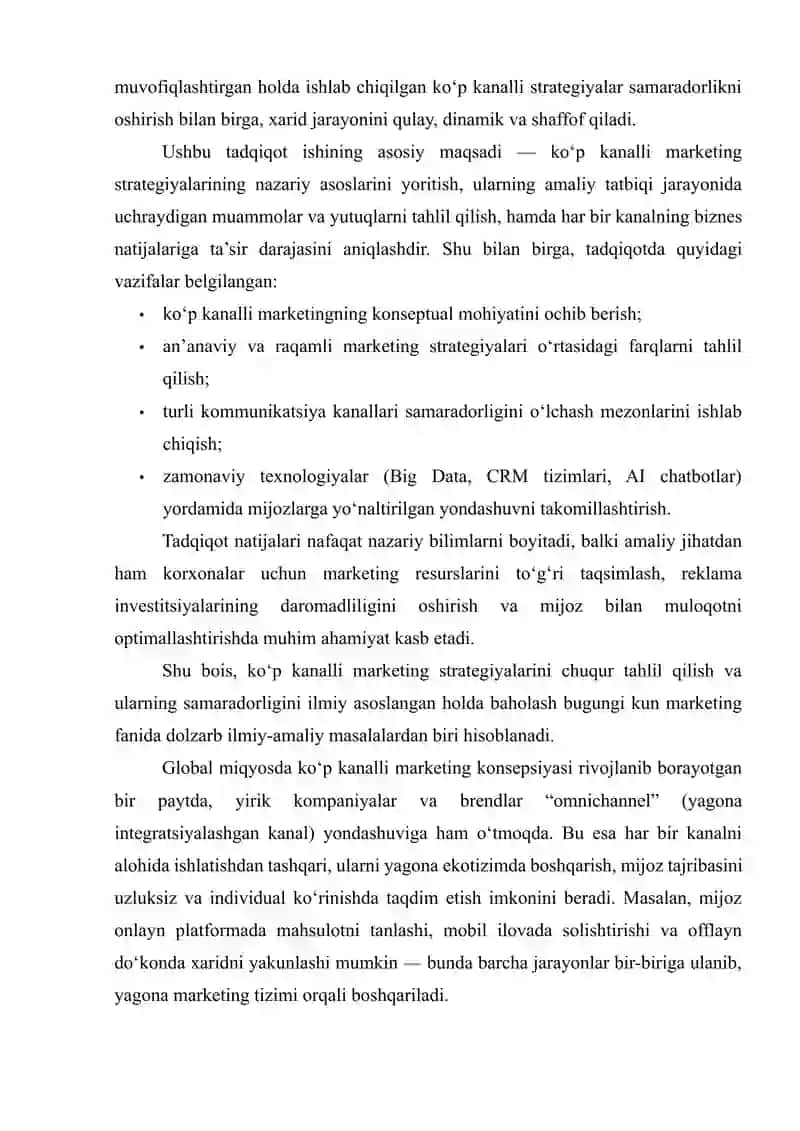 KOʻP KANALLI MARKETING STRATEGIYALARI VA ULARNING SAMARADORLIGINI TAHLIL QILISH 4