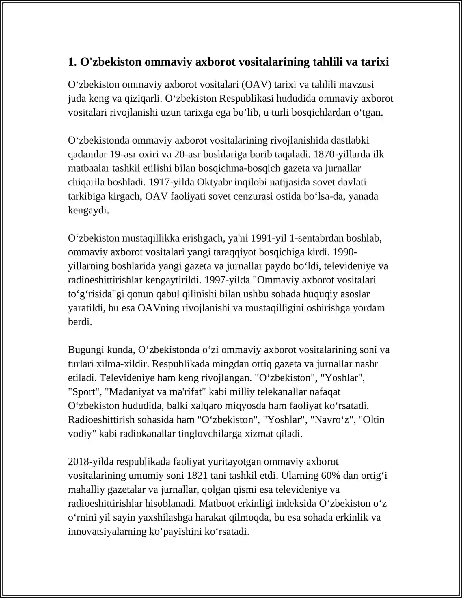 O'zbekiston ommaviy axborot vositalarining tahlili va tarixi 4