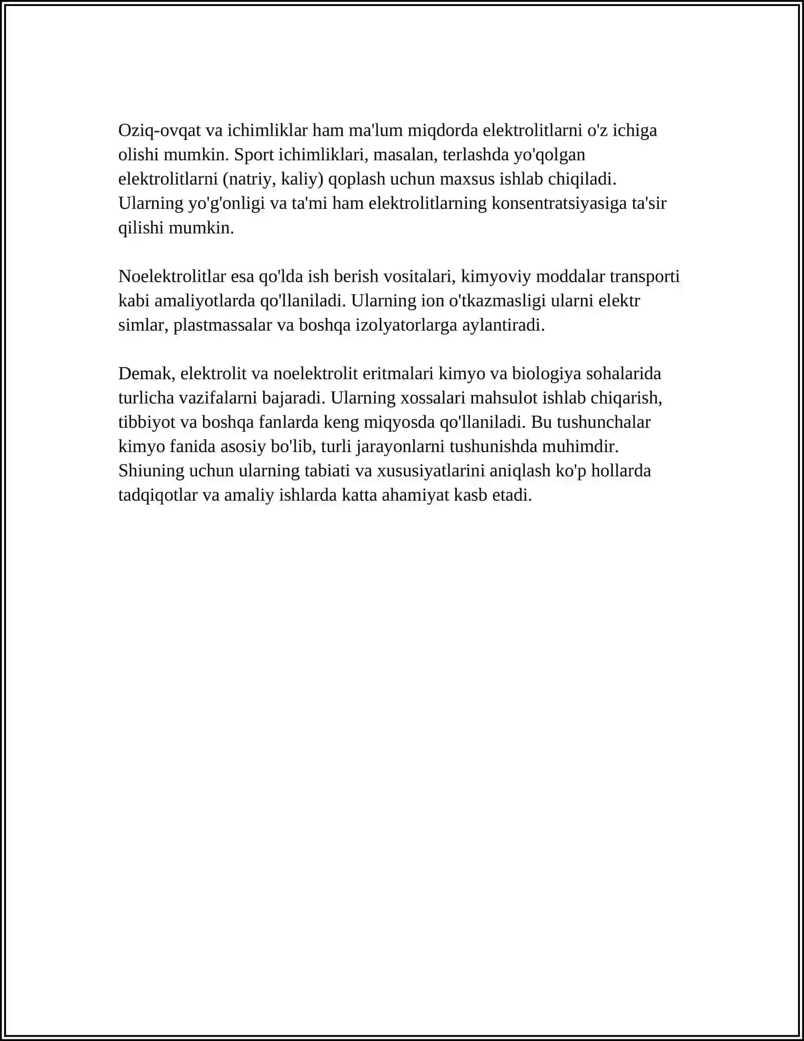 ORGANIZM BIOLOGIK SUYUQLIKLARI ELEKTROLIT VA NOELEKTROLITLARI ERITMALARI SIFATIDA 4