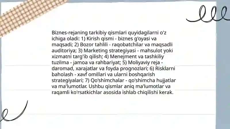 Tadbirkorlik faoliyatini rejalashtirish 4