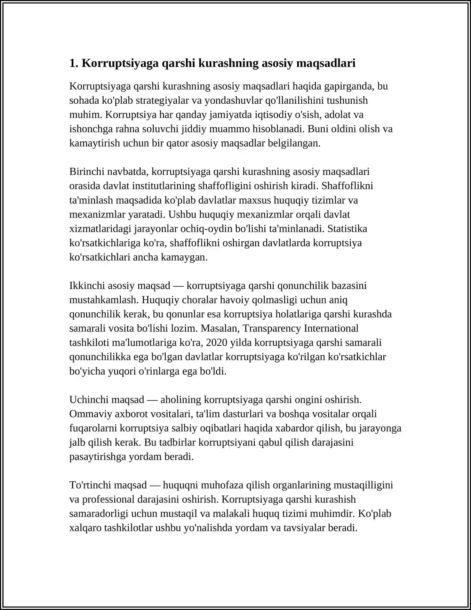 O'ZBEKISTON RESPUBLIKASI " KORUPSIYAGA QARSHI KURASHISH TO'G'RISIDA"GI QONUNNING MAZMUN-MOHIYATI 4