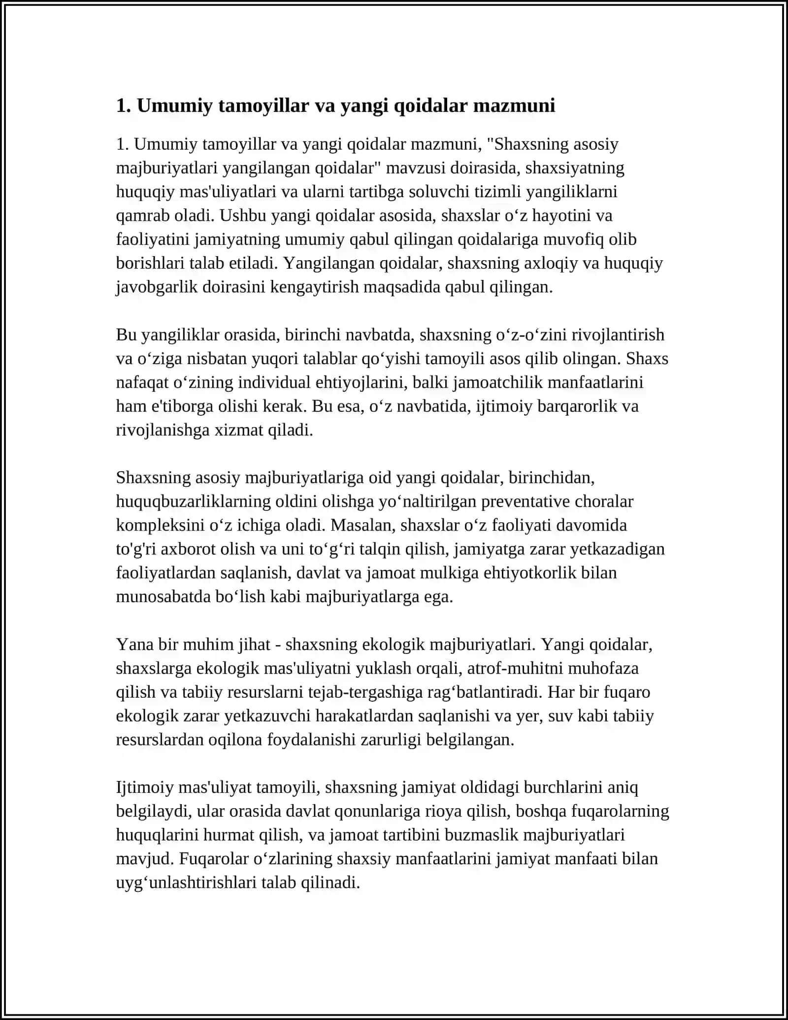 SHAXSNING ASOSIY MAJBURIYATLARI YANGILANGAN QOIDALAR 4
