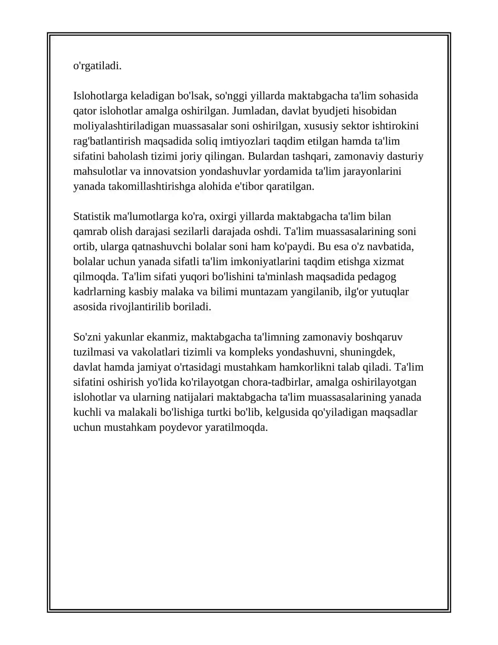 MAKTABGACHA TAʼLIMNING ZAMONAVIY TUZILMASI 4