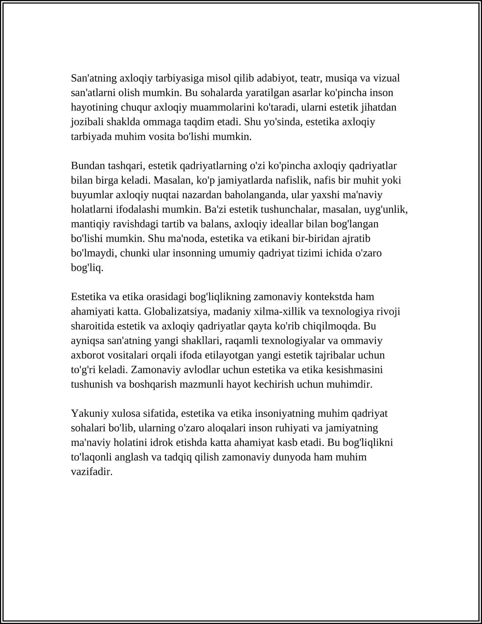 AXLOQ FALSAFASI (ETIKA): NAFOSAT FALSAFASI (ESTETIKA) 4