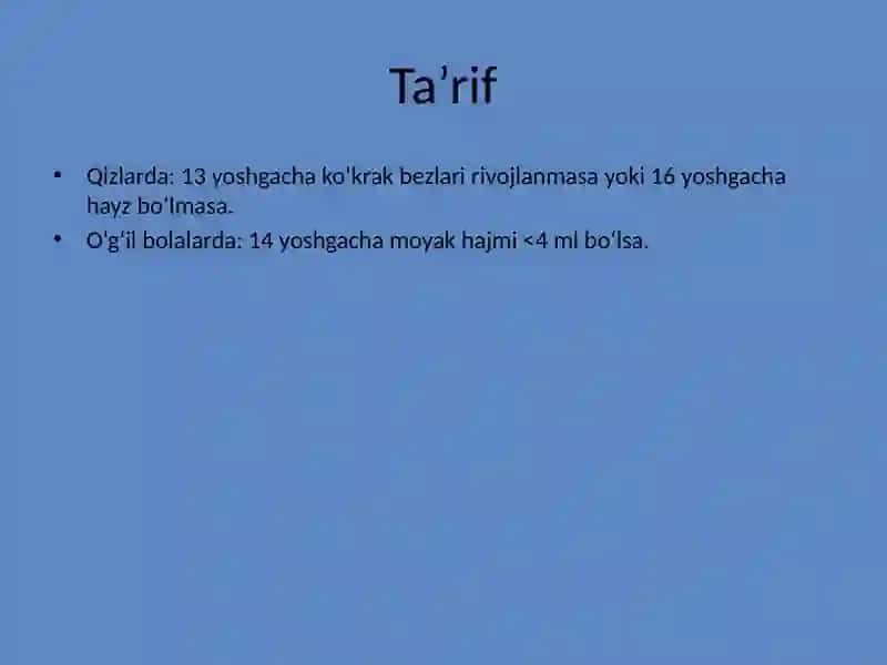 Bolalarda jinsiy rivojlanishning susayishi 4