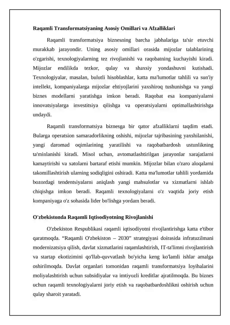 Raqamlashtirish asosida biznes kompaniyalarning rivojlanishi 4