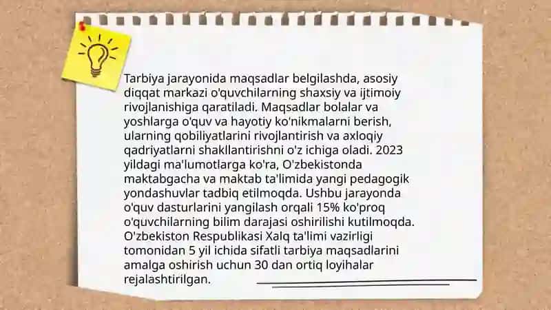 Tarbiya usullarni tanlashga qòyiladigan talablar 4