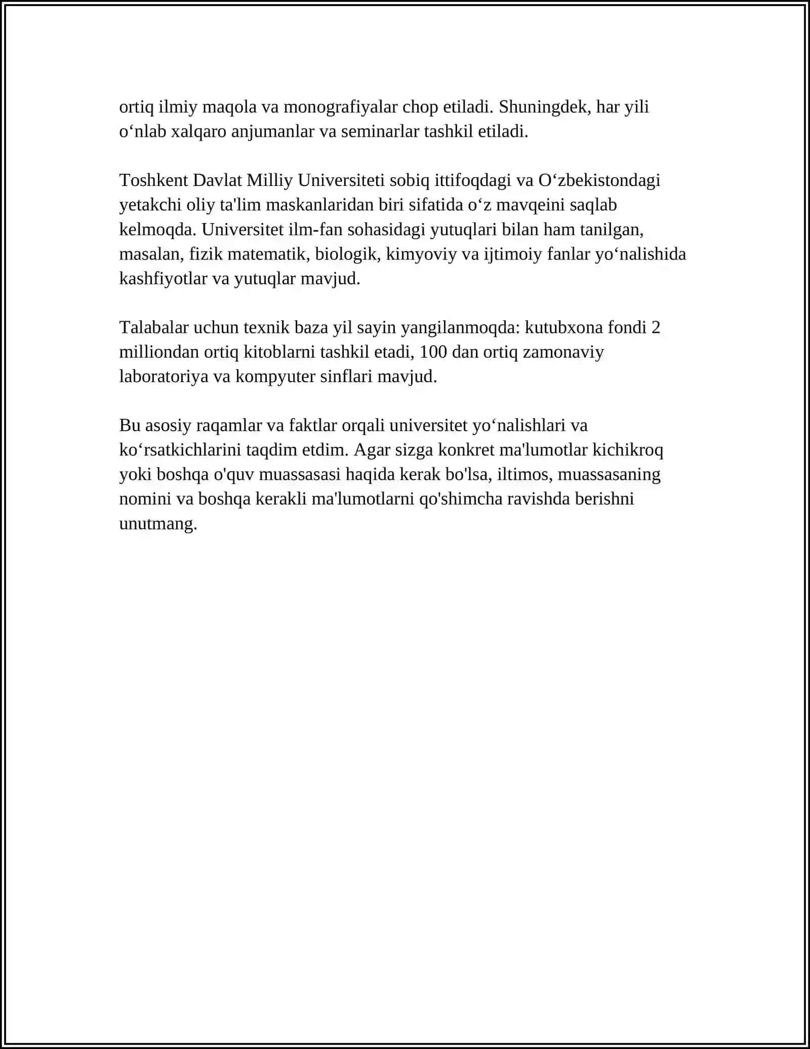 2 SONLI PALTEXNIKUMDA AMALIYOT OTALGANLIGI TOGRISIDA. DARS BERISH JARAYONUDAGI FAOLIYAT VA XULOSA 4