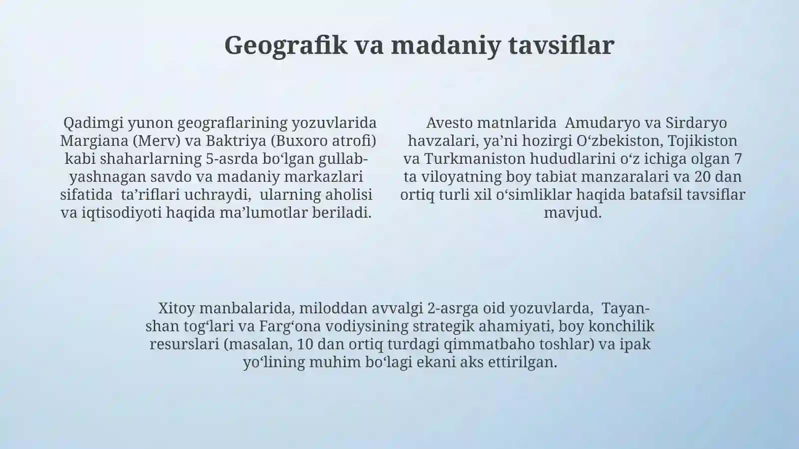 Antikadabiyotda Markaziy Osiyo mavzusiyuzasidant taqdimot tayyorlash 4