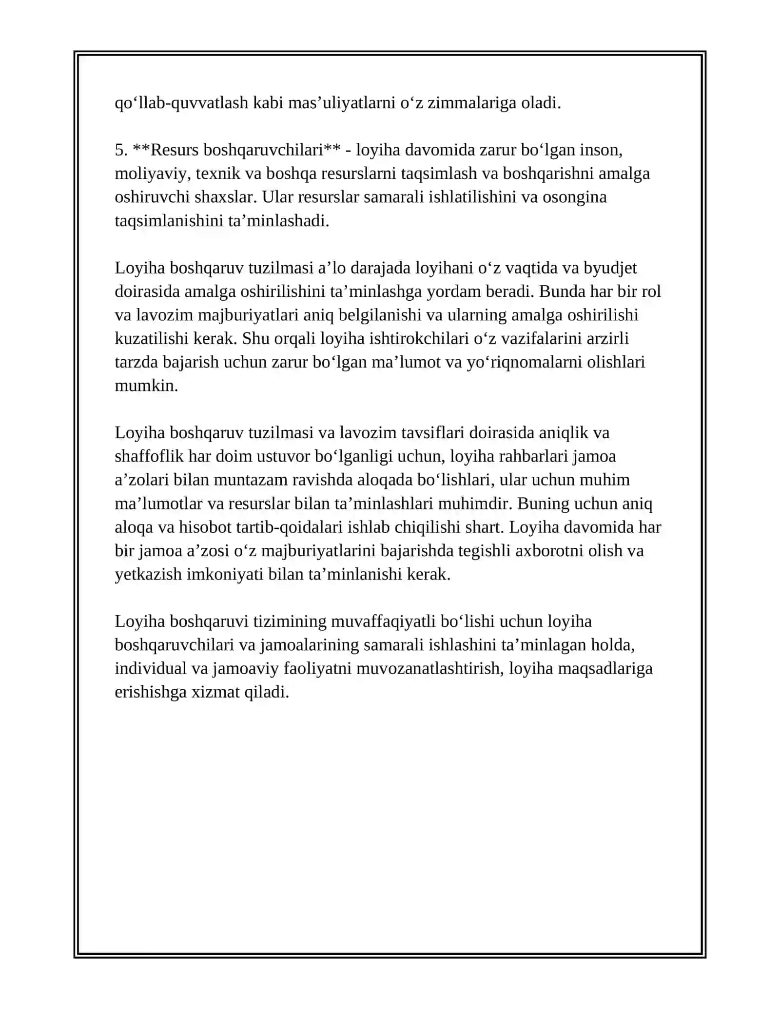 LOYIHALARDA BOSHQARUV TUZILMASI VA MASʼULIYAT TAQSIMOTI 4