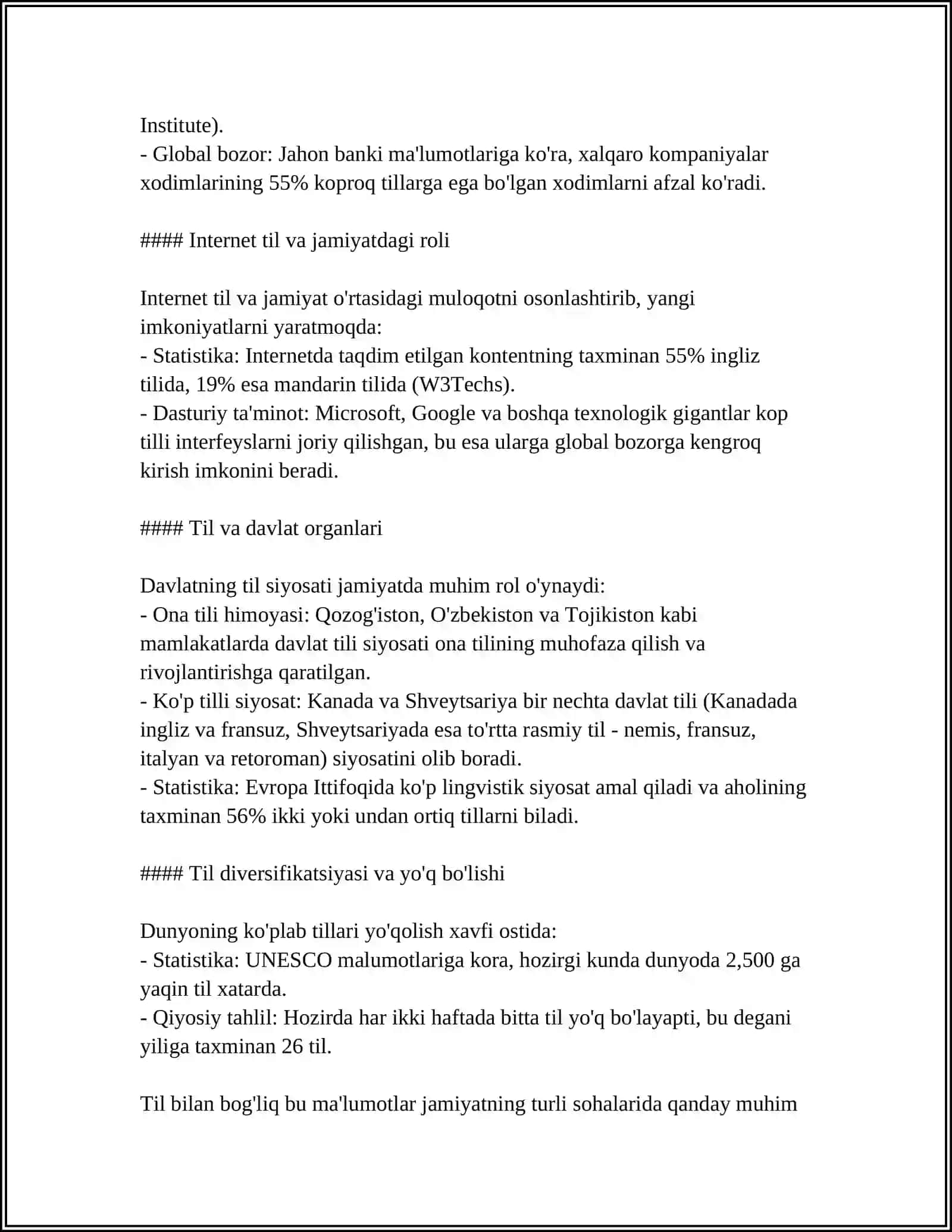 TILNING IJTIMOIY KÒRINISHLARI.SOTSIOLINGVISTIKA 4