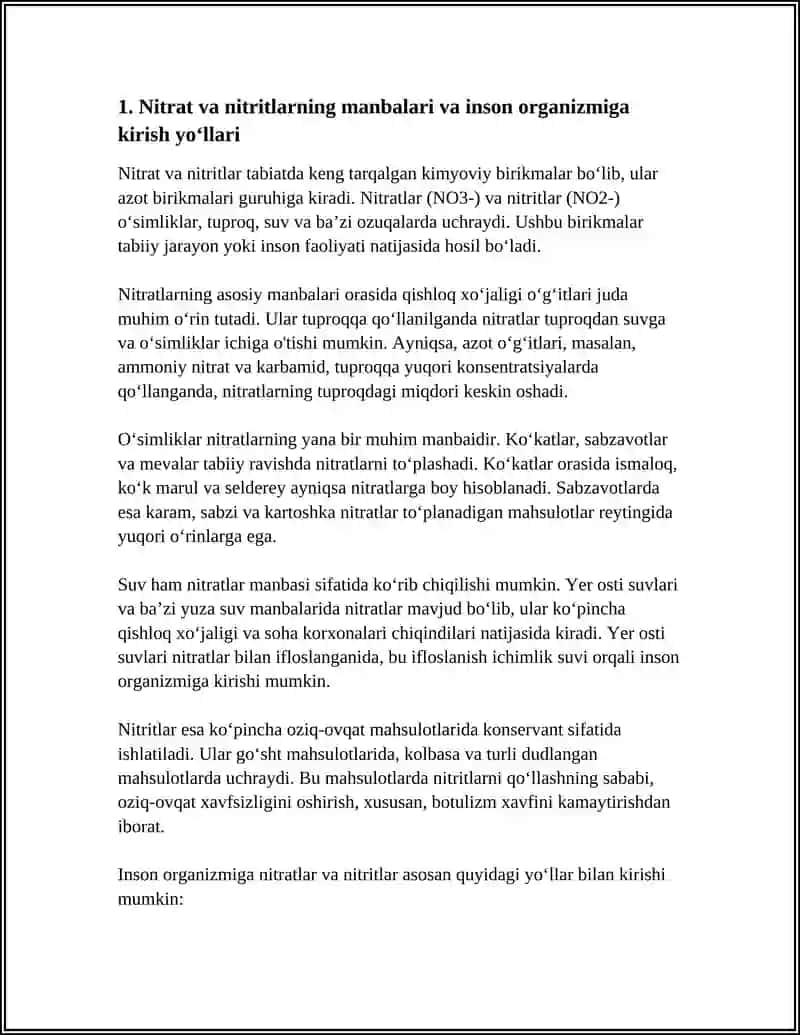 NITRAT VA NITRITLARNING INSON ORGANIZMIGA BIOLOGIK TA’SIRI 4