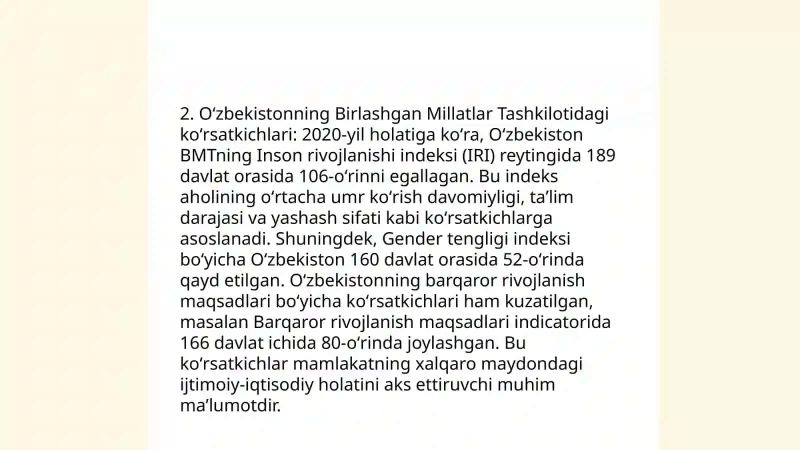 Oʻzbekiston Respublikasining xalqaro reyting va indekslardagi oʻrni va nufuzining ortib borishi 4