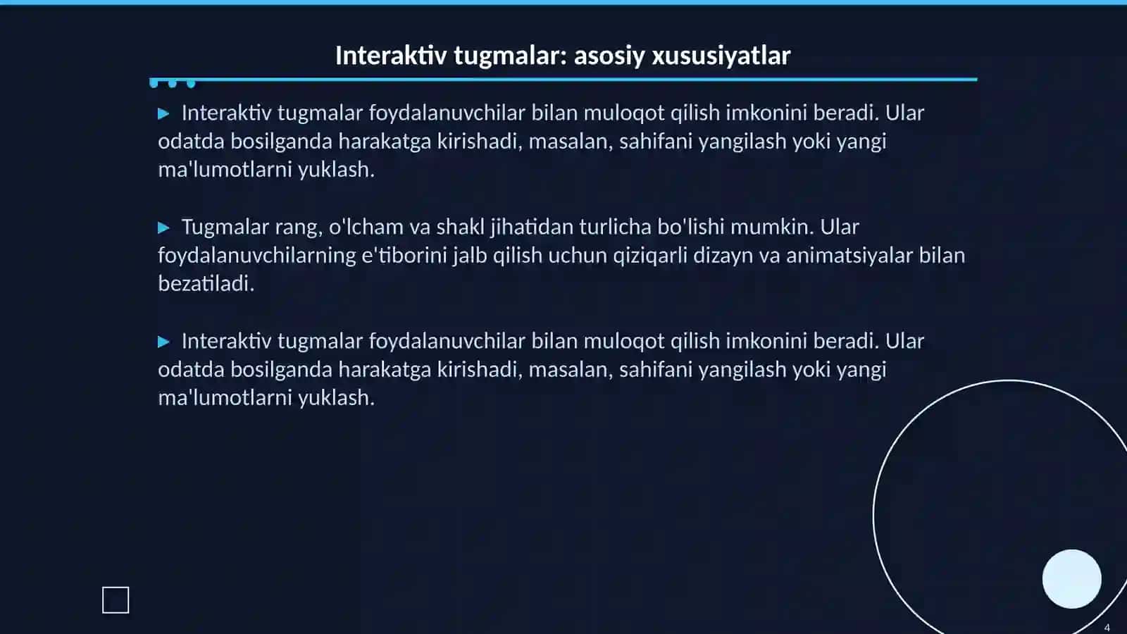 Giperhavolalar va interaktiv tugmalar 4