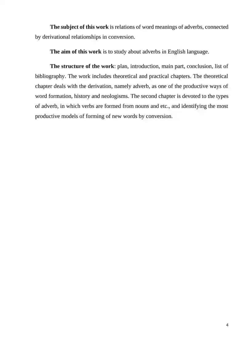 Course Work on "The Problems of the Adverb in Present Day English" 4