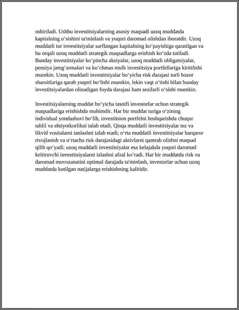 INVESTITSIYALARNING TURLI MEZONLARI 4