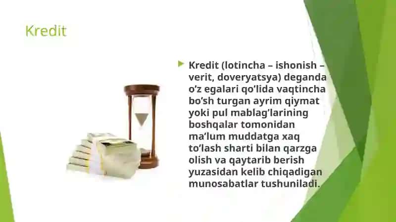 Kreditning zaruriy funksiyalari, turlari va shakllari 4
