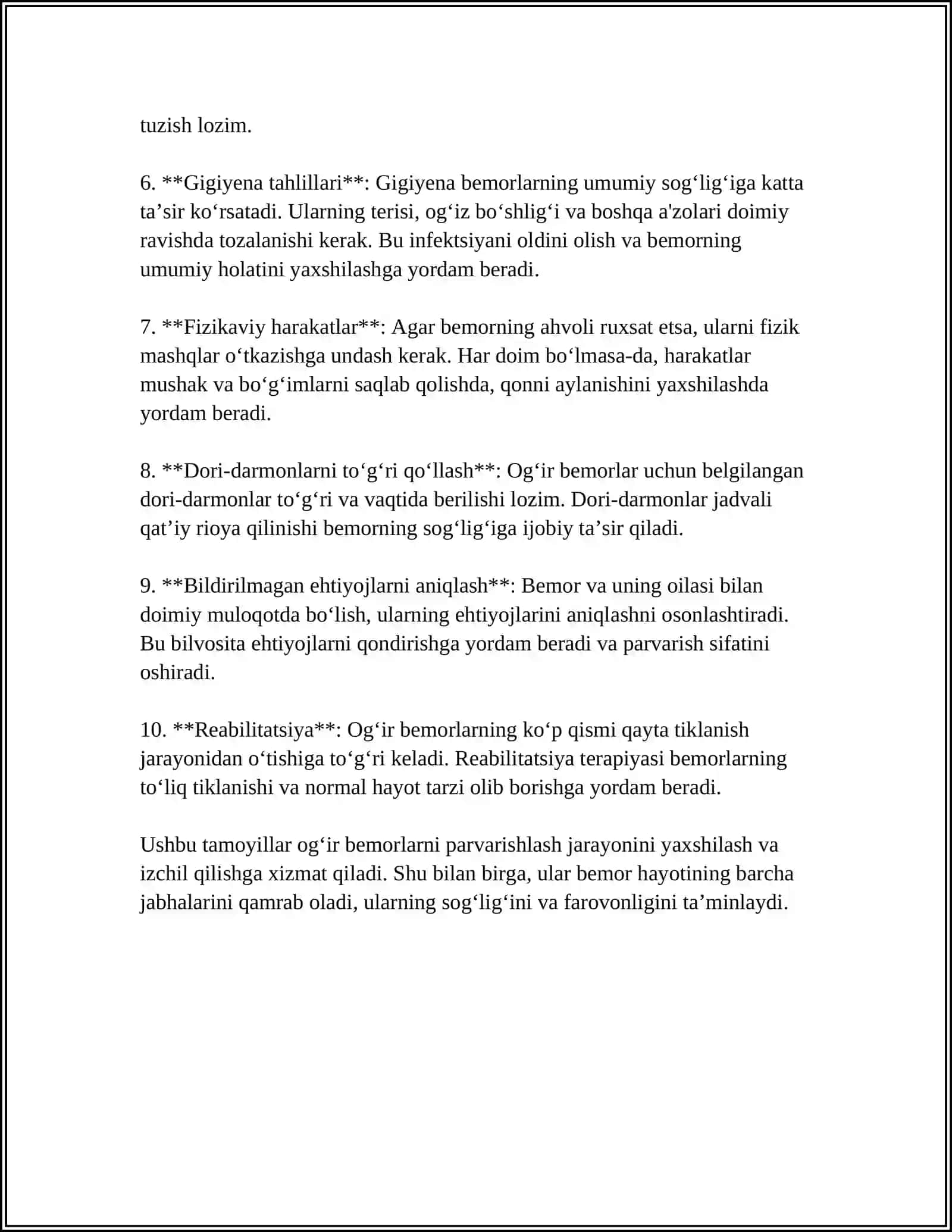 OG'IR BEMORLAR PARVARISHI. RANIMATSION YORDAM ASOSLARI 4