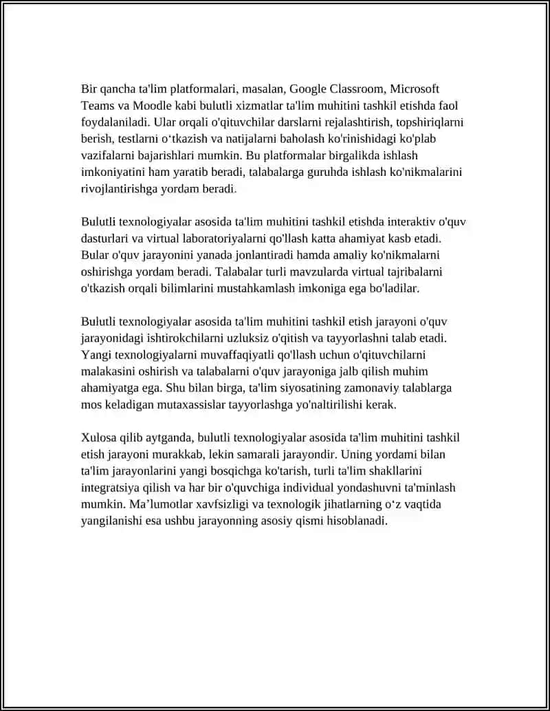 Bulutli texnologiyalar asosida ta'lim muhitini tashkil etish 4
