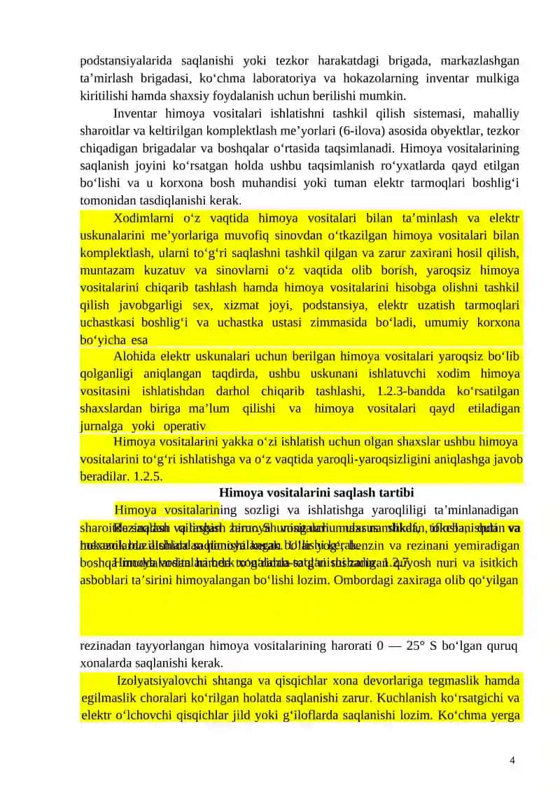 Elektr uskunalaridan foydalaniladigan himoya vositalarining turlari 4
