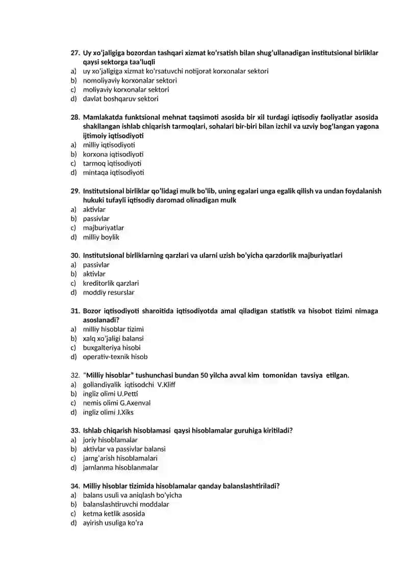 Statistika fanidan yakuniy testlar 4